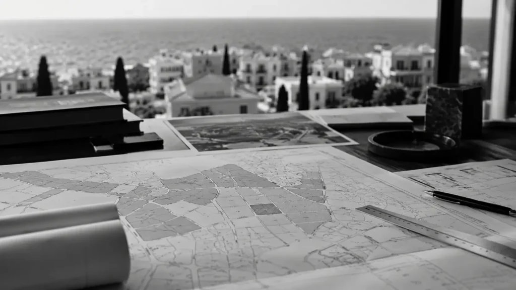 Cyprus planning zones for real estate shown on a cadastral planning map