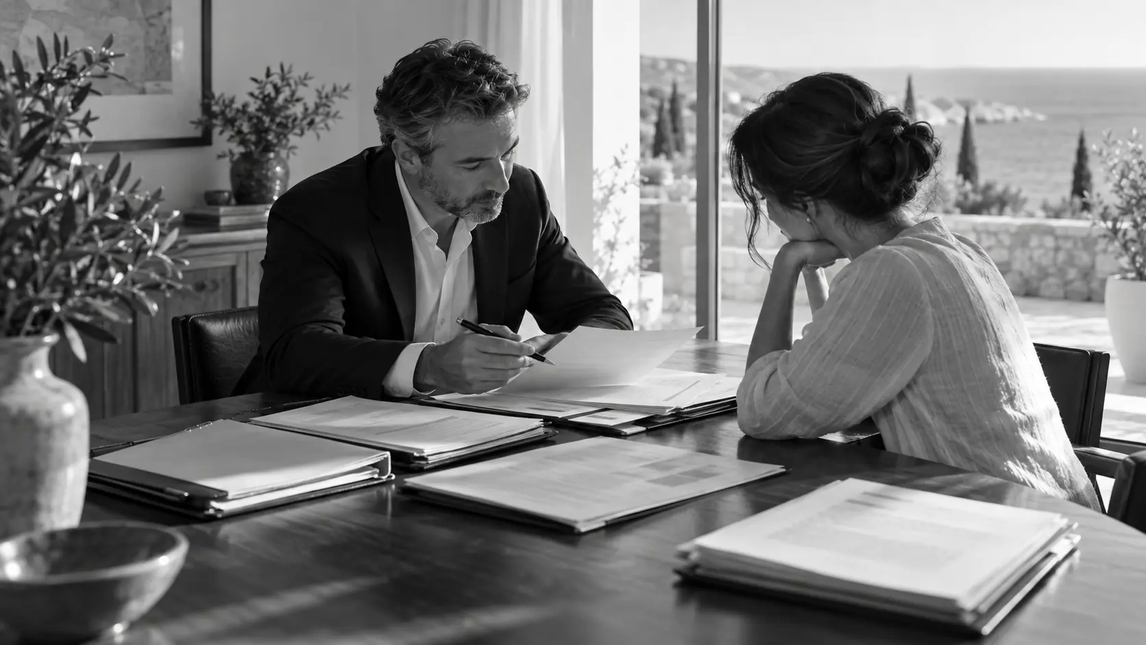 Cyprus personal tax deductions consultation with a Cyprus resident reviewing a household tax file